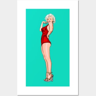 Marilyn Monroe polka dot swimsuit Posters and Art